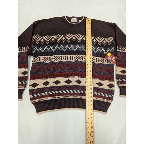 NWT Vintage Heavyweight knitted South Mountain Brown Geometric Sweater Mens XL - Picture 4 of 7